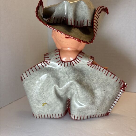 1930a CELLULOID KEWPIE TYPE DOLL SHOT GLASS  HOLDER GRAY OVERALLS SIDEWARD EYES - Picture 4 of 12